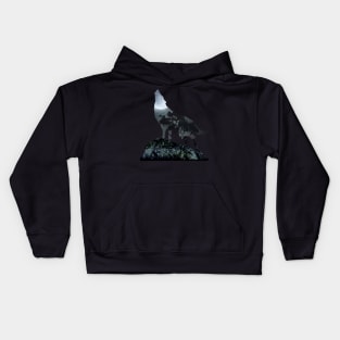 Wolf Howling at the Moon Kids Hoodie